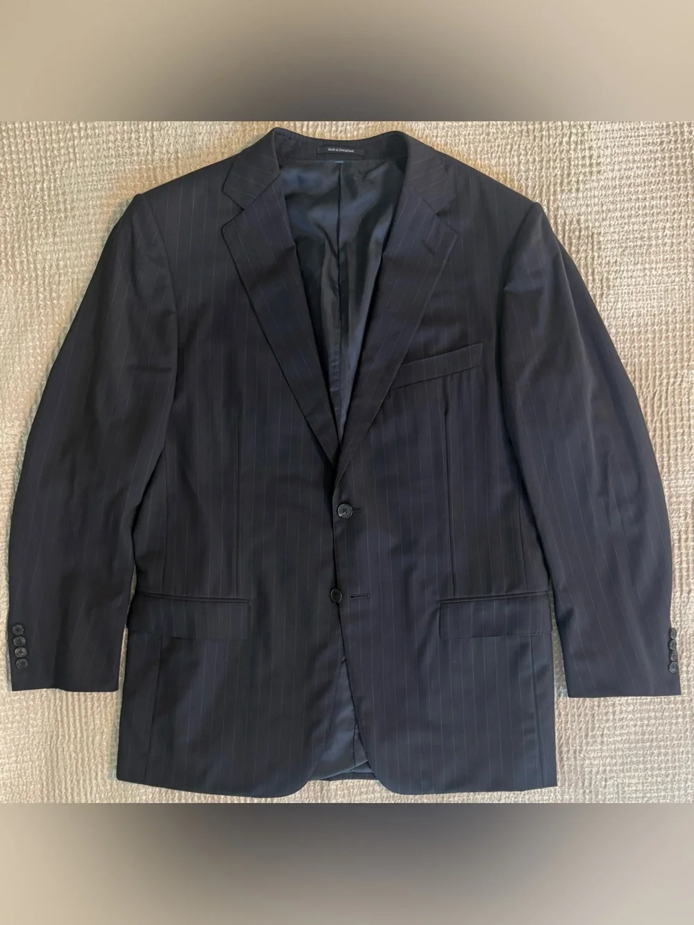 Ermenegildo Zegna for MR.SID 54R Navy Pinstripe Wool Suit Jacket Swiss 🇨🇭